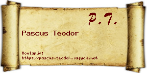 Pascus Teodor névjegykártya